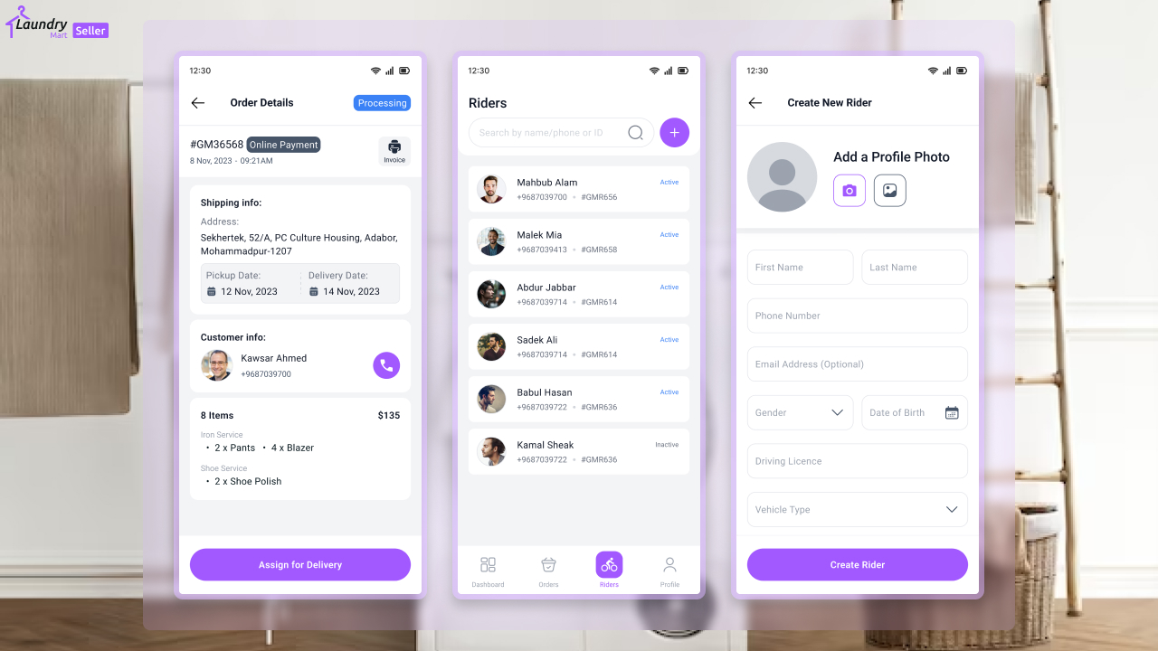 LaundryMart Laundry Provider Mobile App Addon by razinsoft CodeCanyon
